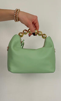 LEATHER BALL HANDLE BAG (MINT)