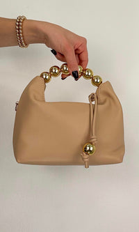 LEATHER BALL HANDLE BAG (NUDE)