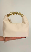 LEATHER BALL HANDLE BAG (IVORY)