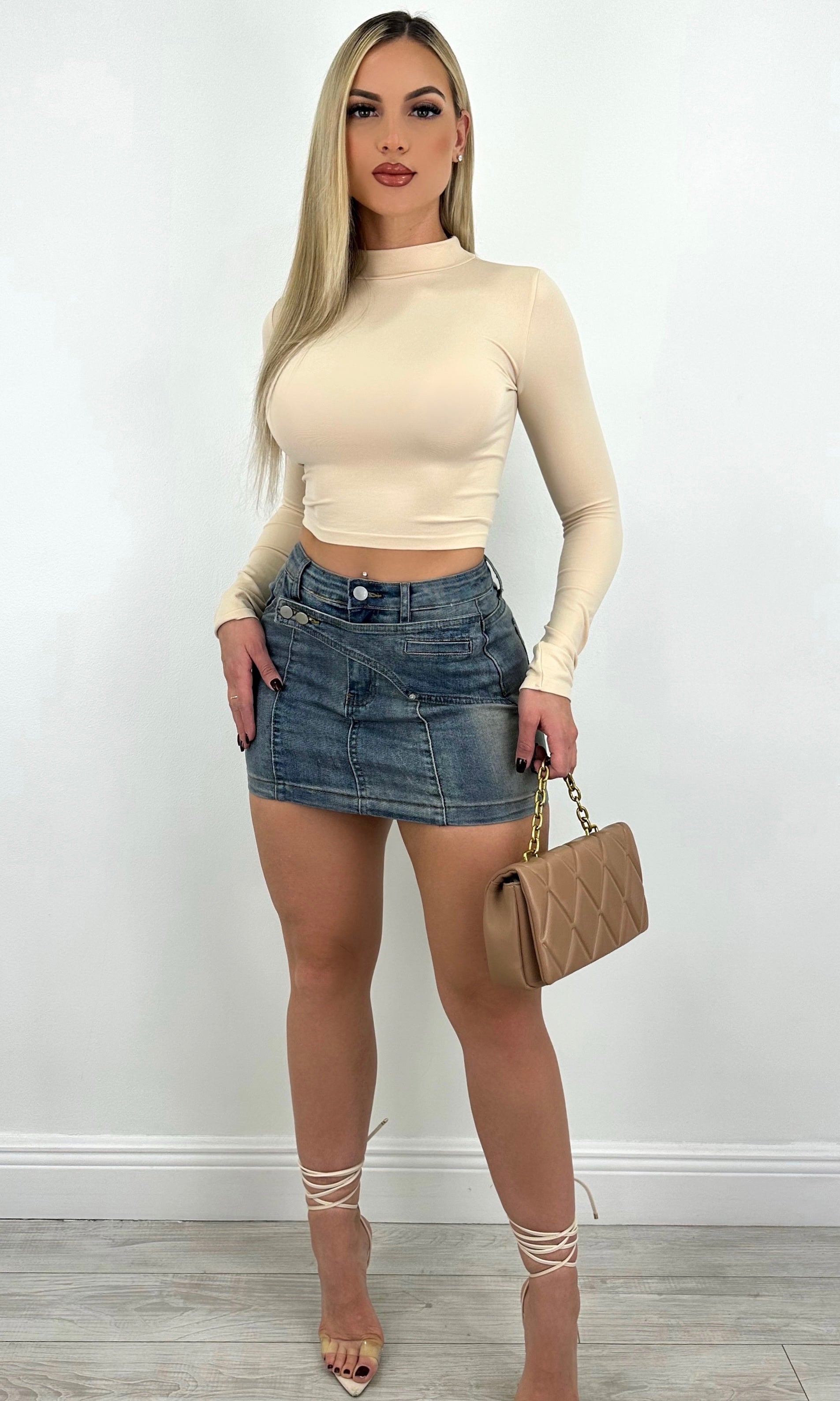 Dark denim mini clearance skirt