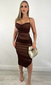 CARLA RUCHED MESH MIDI (CHOCOLATE)