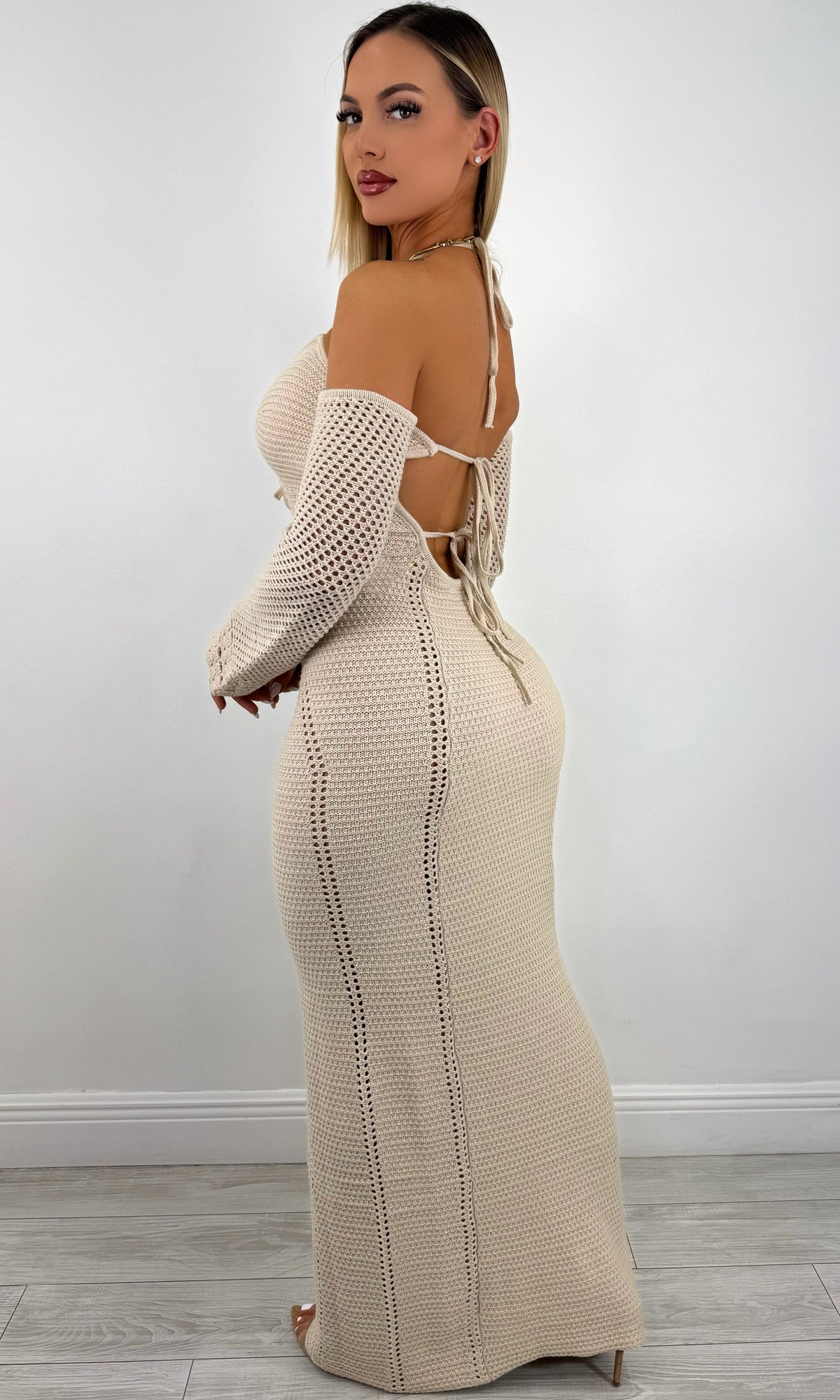 ORIANA CROCHET OFF-SHOULDER MAXI DRESS