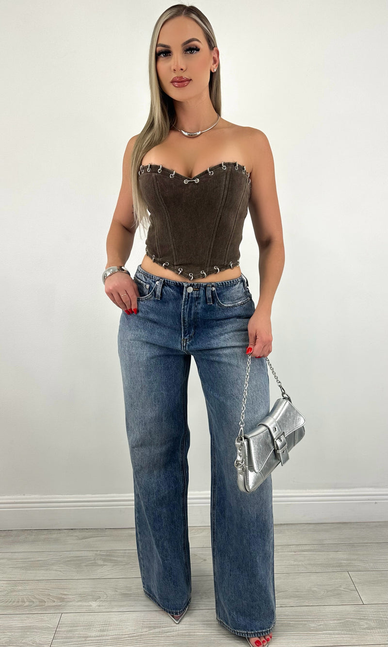 SAMMIE WASHED DENIM CORSET